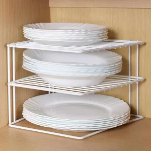 3-Tier Kitchen Storage Corner Rack, Shelf Plate Dish Rack 25x25x21 cm