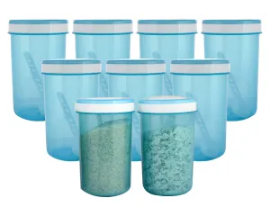 Kuber Industries Containers Set for Kitchen|BPA-Free Plastic 500 ML Storage Containers Set With Spoon for Kitchen|Pack of 9 (Sky Blue)