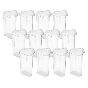 Kuber Industries Plastic Dispenser Kitchen Set|Smooth Sliding Mouth/Lid Mechanism|Food Grade Plastic, Durable & safe|Container for Kitchen Storage Set of 3|750ml, Transparent with White Lid(Pack Of 4)