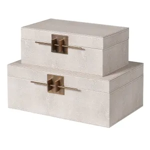 Opus Ivory Faux Leather Storage Boxes – Set of 2