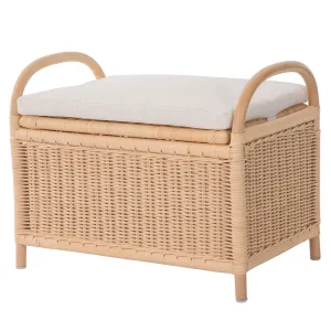 Rattan Trunk Bench with Removable Seat Cushion and Underseat Storage - Small, For Kids