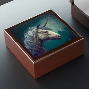 Vintage Grunge Unicorn Wooden Keepsake Jewelry Box