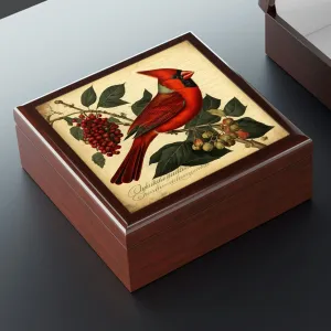 Vintage Male Cardinal Wooden Keepsake Jewelry Box